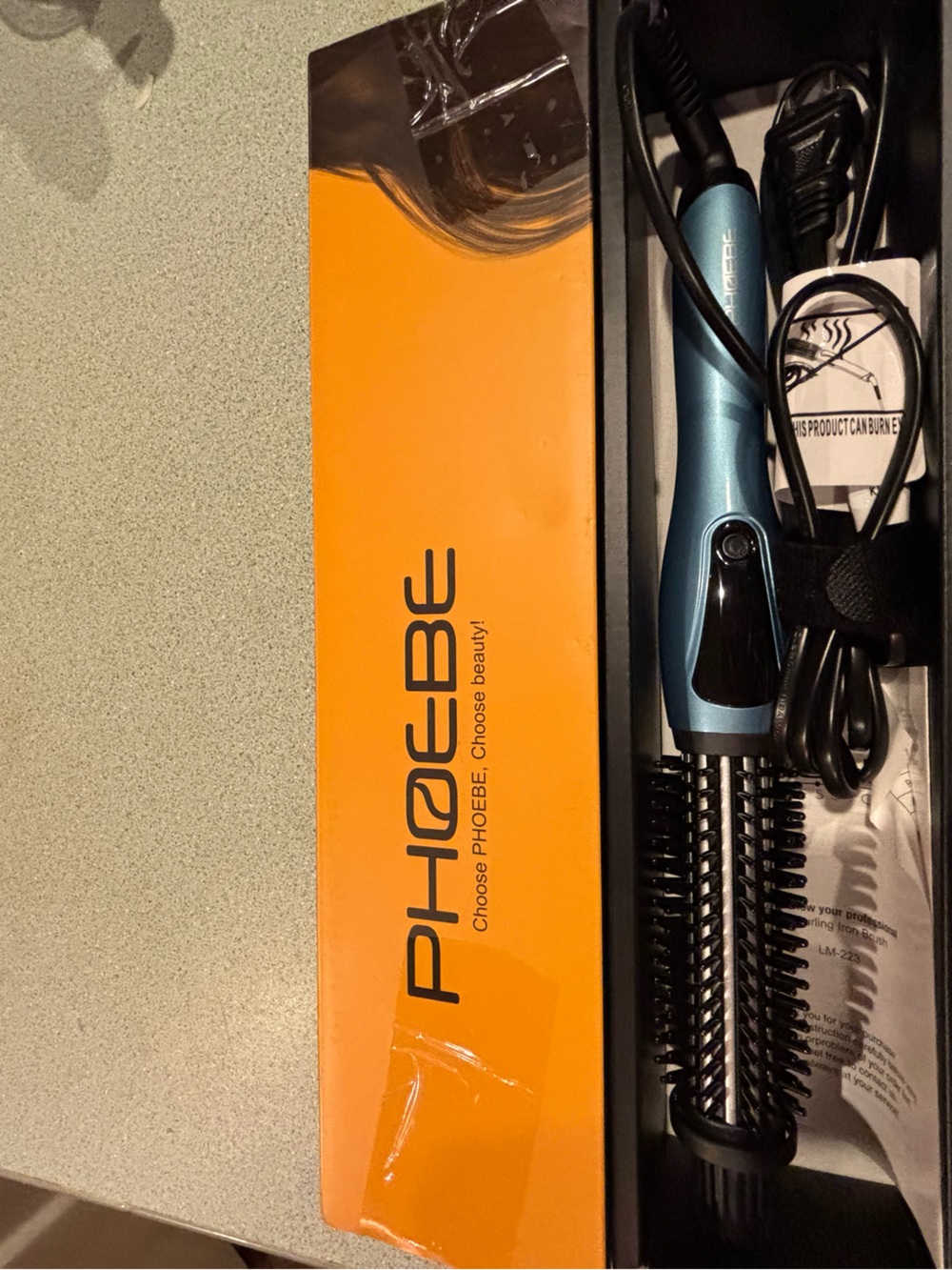 PHOEBE 1inch Flat Iron curling and straightening brush! New in box! Blue